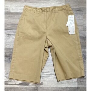 Larry Levine Skimmer Capri‎ Bermuda Pants Shorts Beige Women's Size 6 Stretch